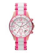 Michael Kors Rock Two-Tone Silicone Chronograph Watch, Pink/White